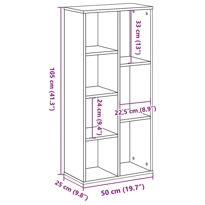 Bookcase Brown Oak 50x25x105 cm Engineered Wood