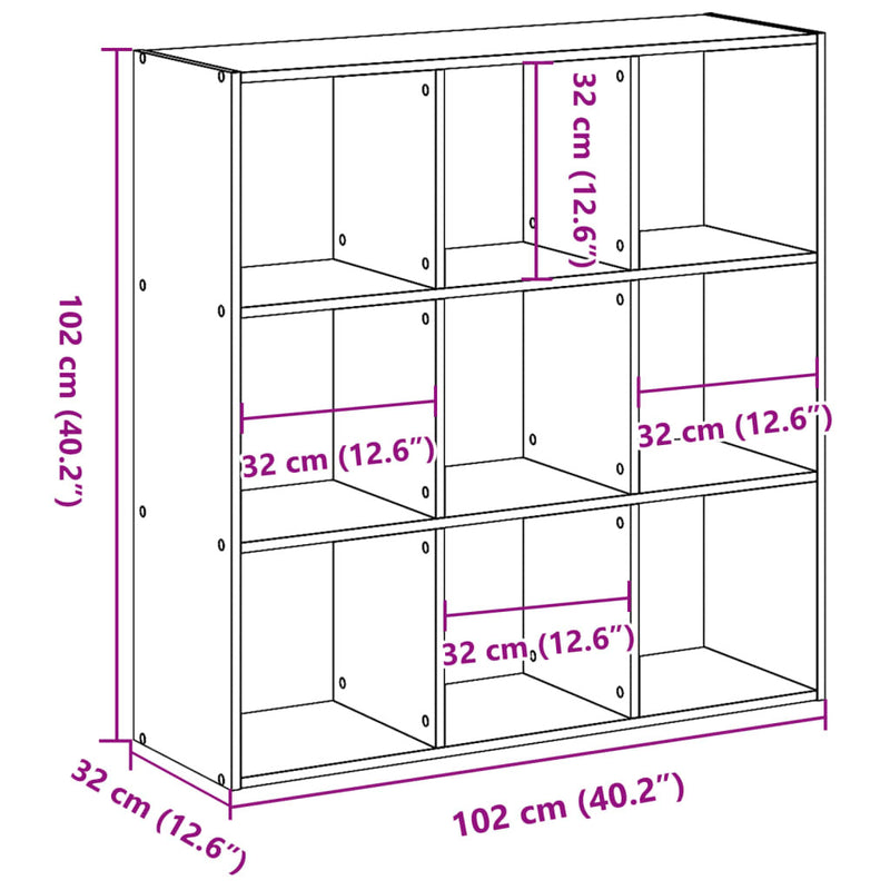 Bookcase Brown Oak 102x32x102 cm Engineered Wood