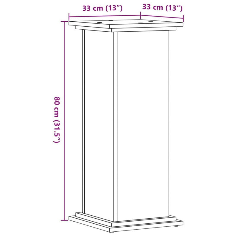 Plant Stand White 33x33x80 cm Engineered Wood