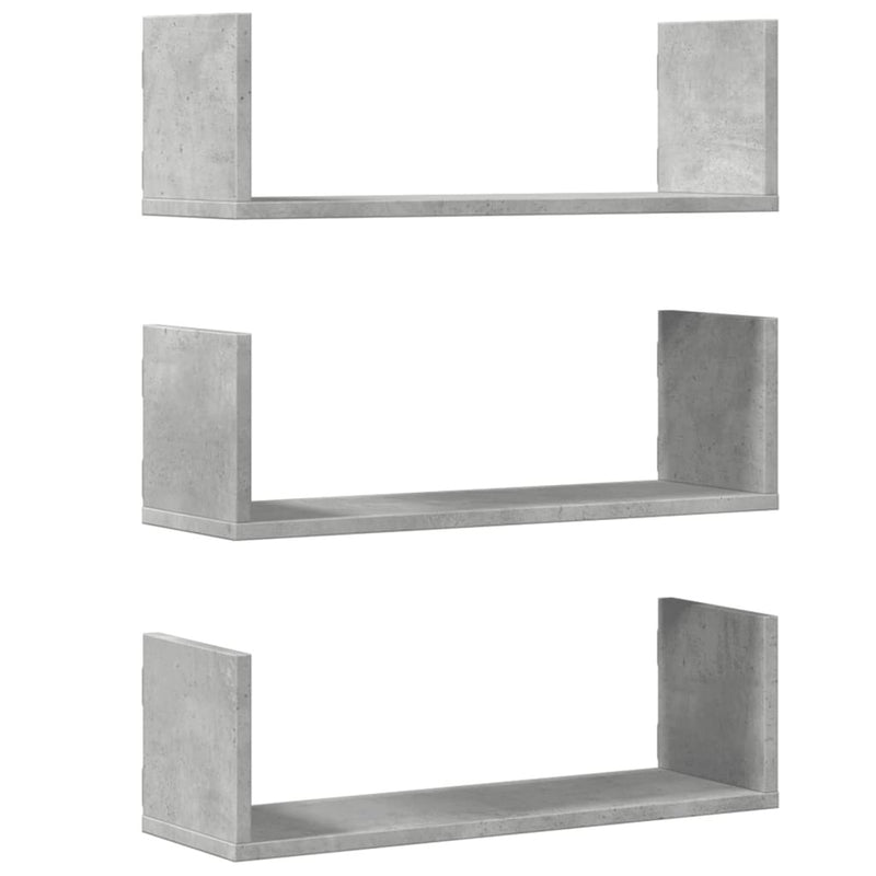 Wall Shelves 3 pcs Concrete Grey 58x18x18 cm Engineered Wood