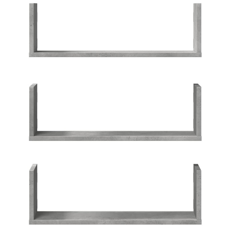 Wall Shelves 3 pcs Concrete Grey 58x18x18 cm Engineered Wood