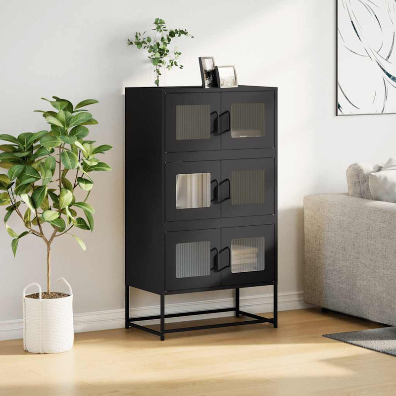 Highboard Black 68x39x123 cm Steel