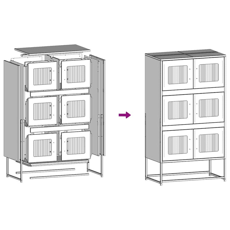 Highboard Black 68x39x123 cm Steel