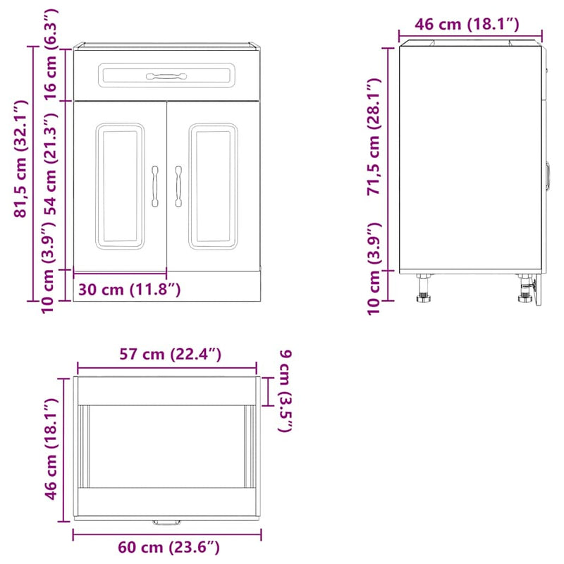 Kitchen Base Cabinet Kalmar Black Engineered Wood