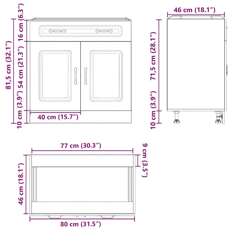 Kitchen Base Cabinet Kalmar Black Engineered Wood