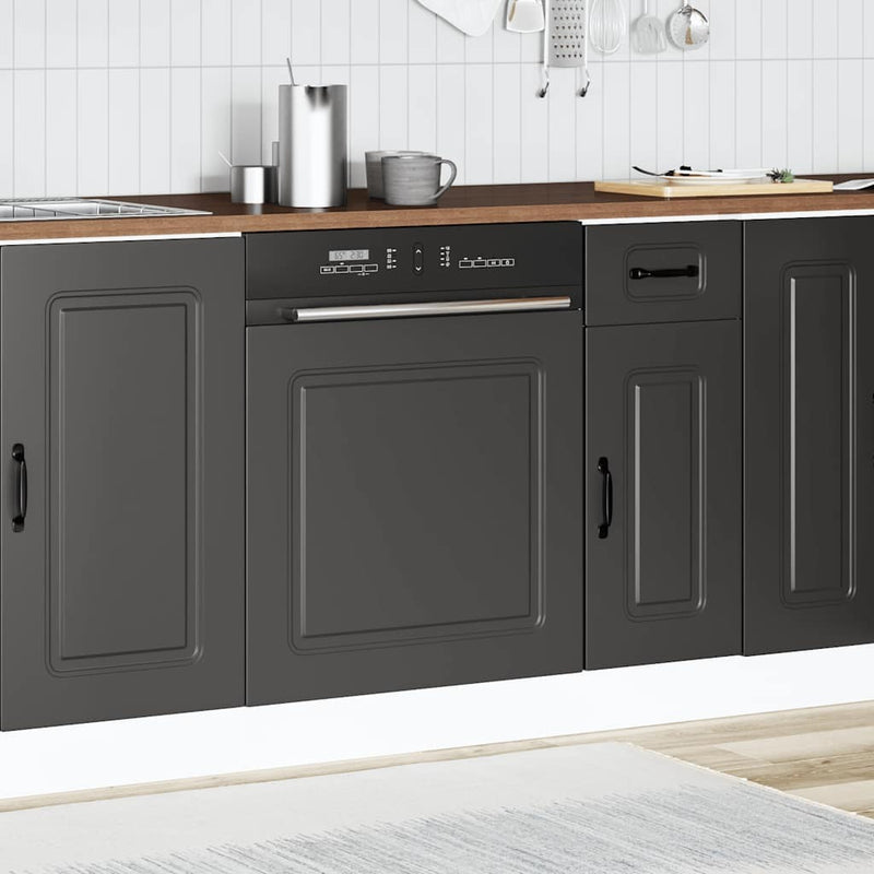 Dishwasher Panel?Kalmar?Black 60x1.5x67 cm Engineered Wood