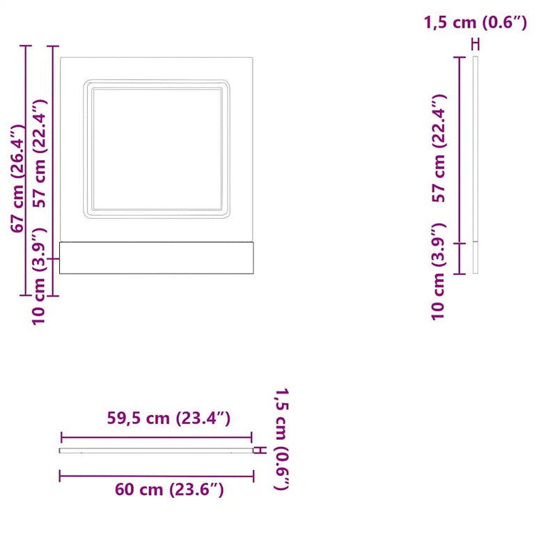 Dishwasher Panel?Kalmar?Black 60x1.5x67 cm Engineered Wood