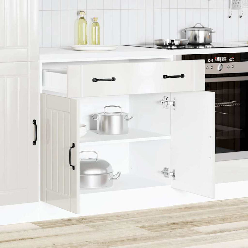 Kitchen Base Cabinet Lucca High Gloss White Engineered Wood