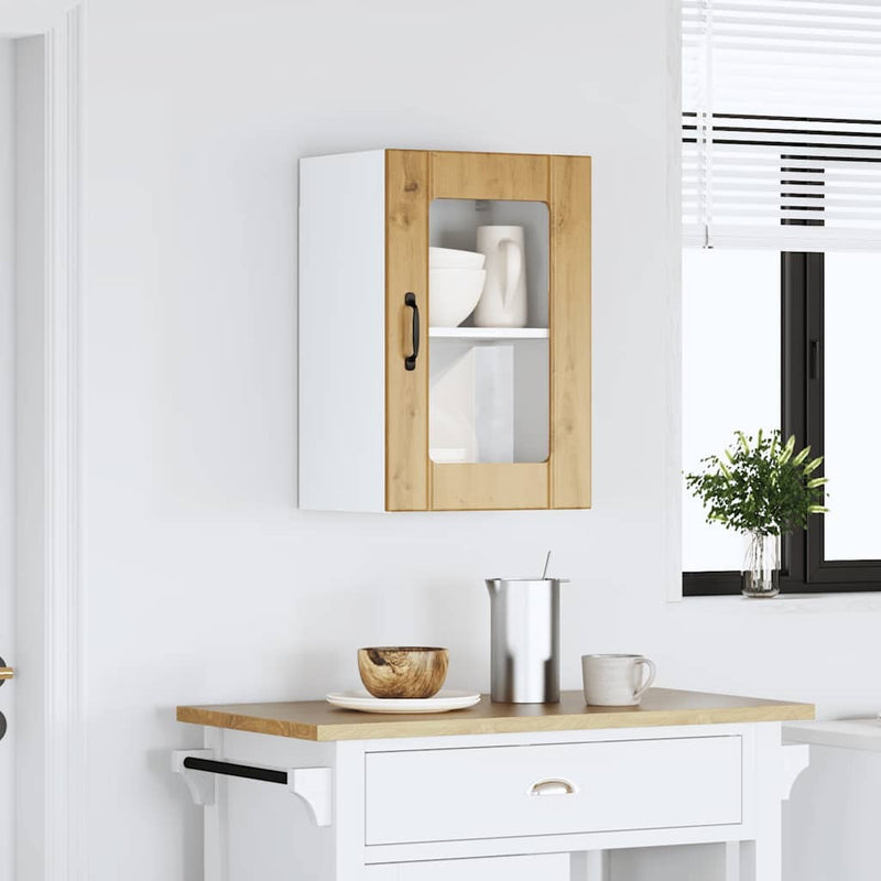 Kitchen Wall Cabinet with Glass Door Lucca Artisan Oak