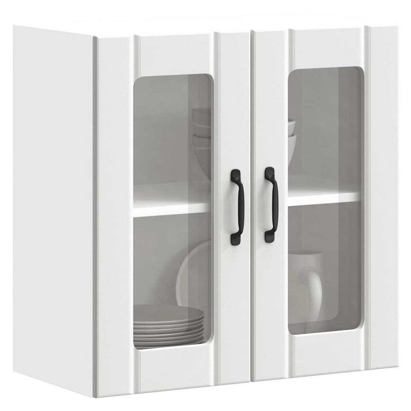 Kitchen Wall Cabinet with Glass Door Lucca White Engineered Wood