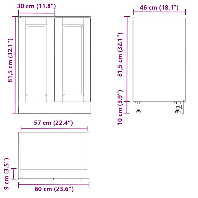 Kitchen Base Cabinet?Porto Grey Sonoma Engineered Wood