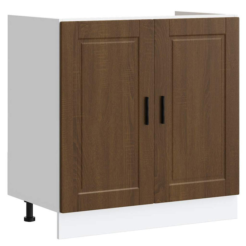 Sink Base Cabinet?"Porto" Brown Oak 80x46x81.5 cm?Engineered Wood