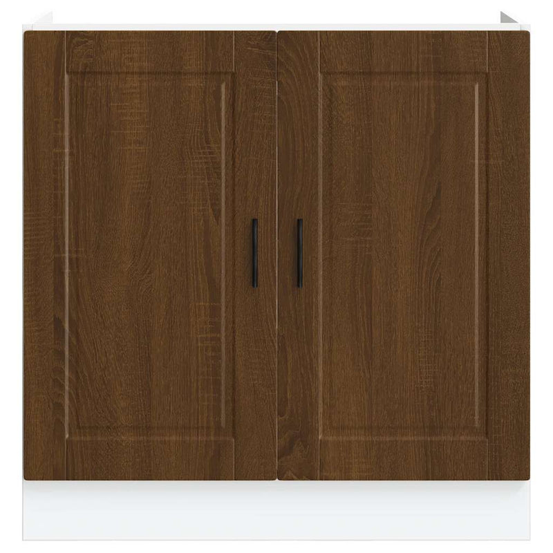 Sink Base Cabinet?"Porto" Brown Oak 80x46x81.5 cm?Engineered Wood