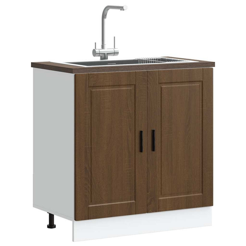 Sink Base Cabinet?"Porto" Brown Oak 80x46x81.5 cm?Engineered Wood