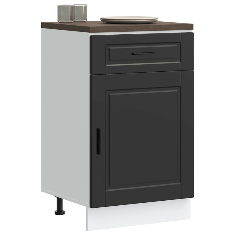 Kitchen Base Cabinet?Porto Black Engineered Wood