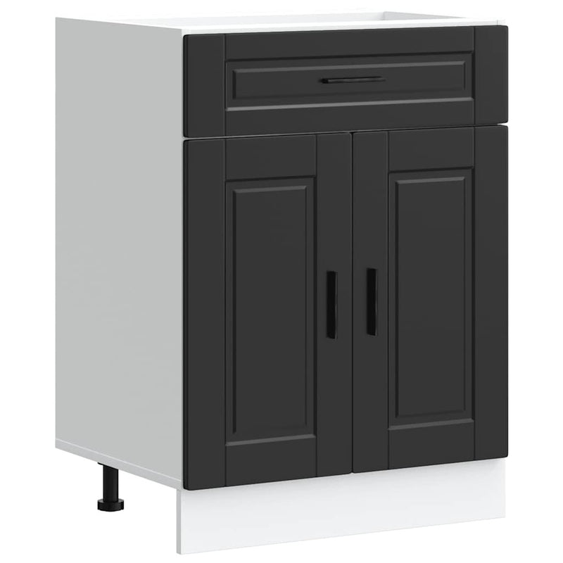 Kitchen Base Cabinet?Porto Black Engineered Wood