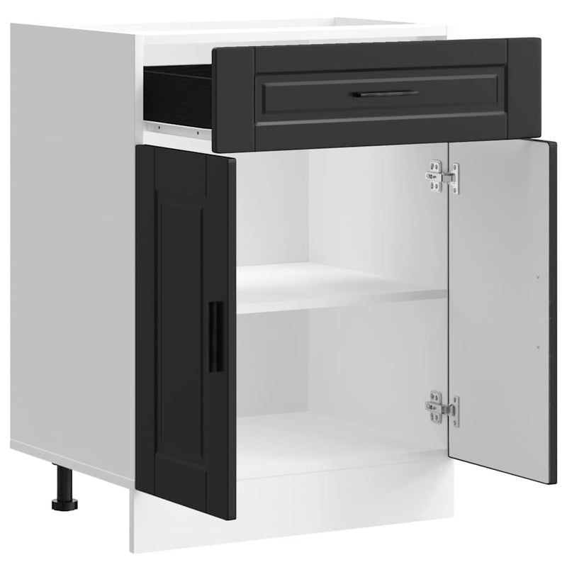 Kitchen Base Cabinet?Porto Black Engineered Wood