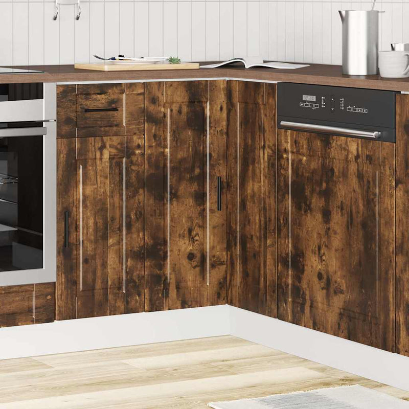 Kitchen Corner Base Cabinet?Porto Smoked Oak Engineered Wood