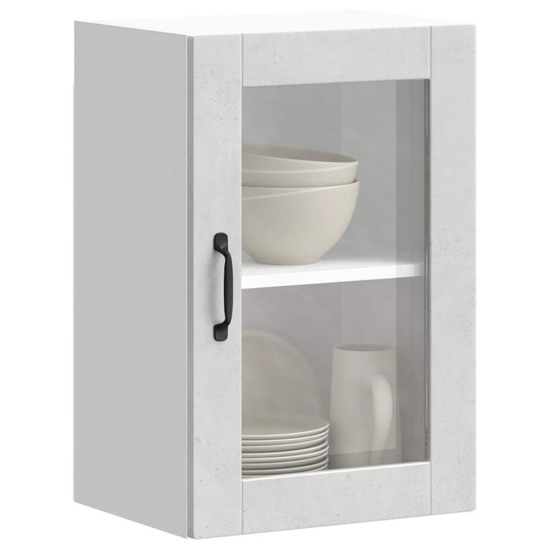 Kitchen Wall Cabinet with Glass Door?Porto Concrete Grey