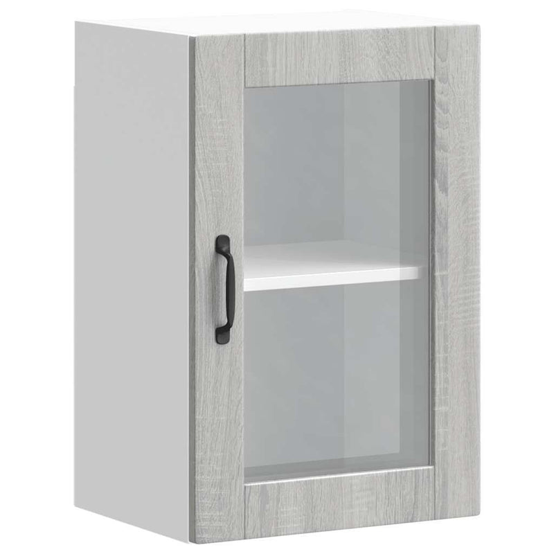 Kitchen Wall Cabinet with Glass Door?Porto Grey Sonoma