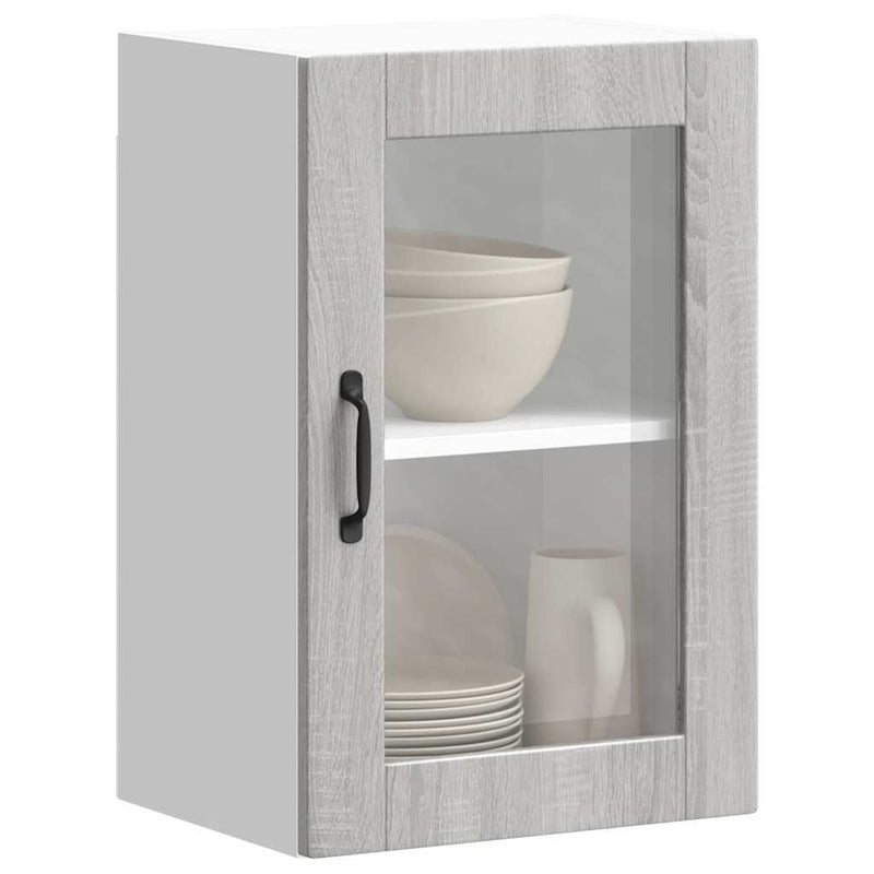 Kitchen Wall Cabinet with Glass Door?Porto Grey Sonoma