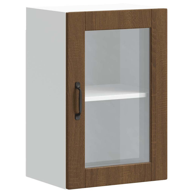 Kitchen Wall Cabinet with Glass Door?Porto Brown Oak