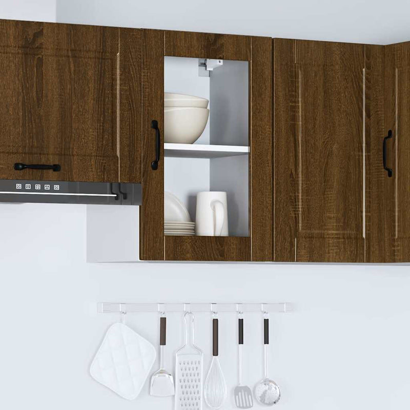 Kitchen Wall Cabinet with Glass Door?Porto Brown Oak