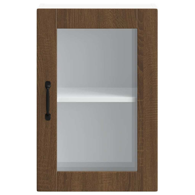 Kitchen Wall Cabinet with Glass Door?Porto Brown Oak