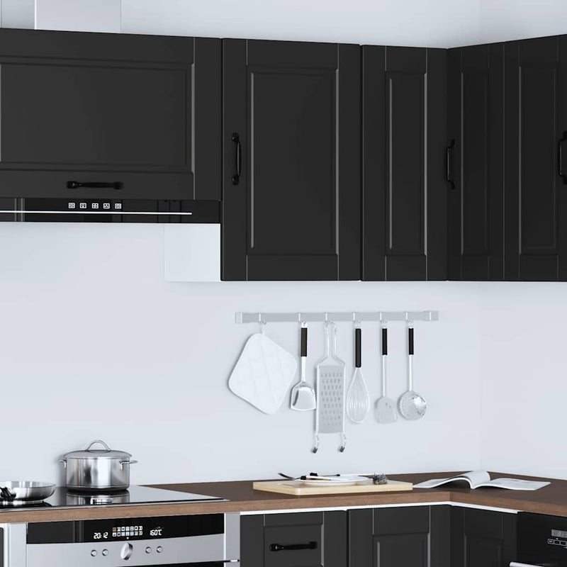 Kitchen Wall Cabinet?Porto Black Engineered Wood