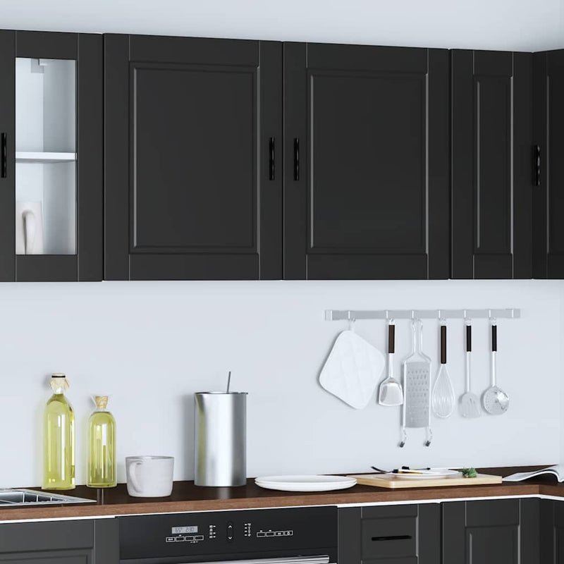 Kitchen Wall Cabinets 2 pcs?Porto Black Engineered Wood