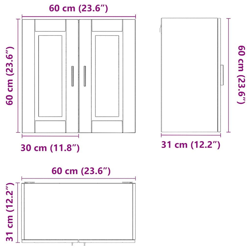 Kitchen Wall Cabinet Porto Grey Sonoma Engineered Wood