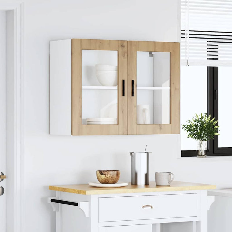 Kitchen Wall Cabinet with Glass Door Porto Artisan Oak