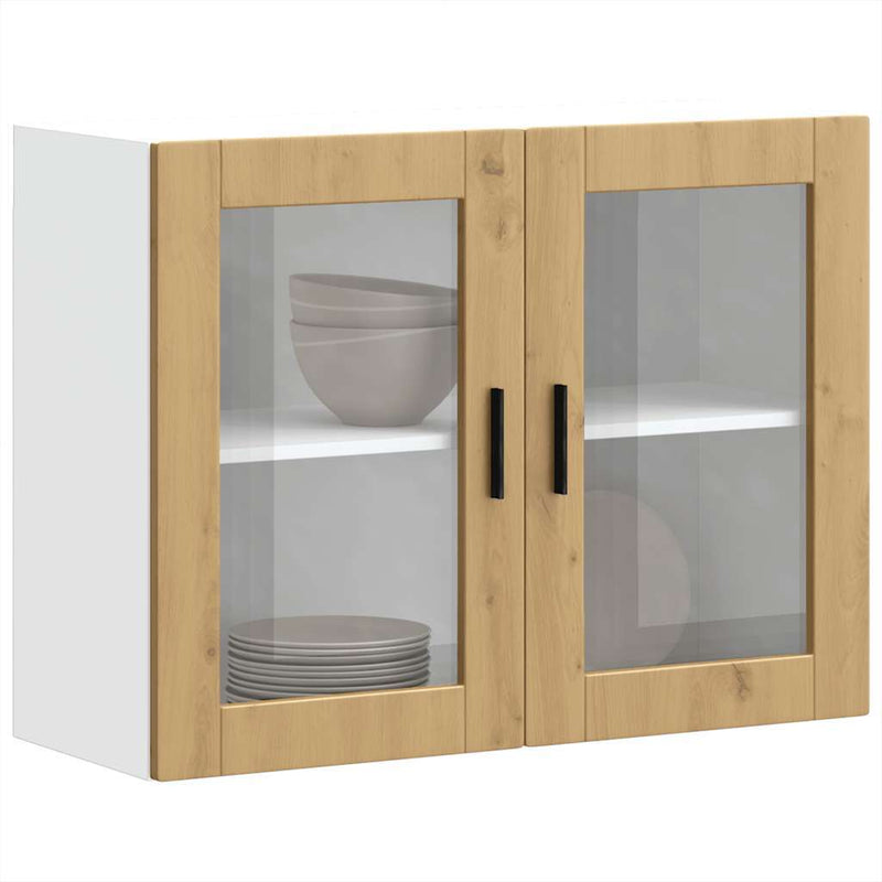 Kitchen Wall Cabinet with Glass Door Porto Artisan Oak