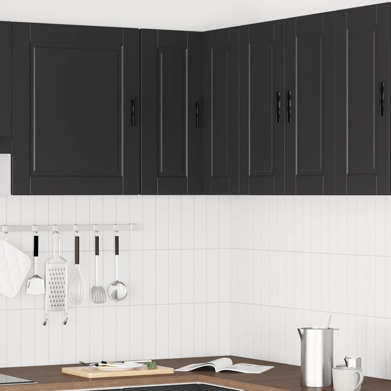 Kitchen Wall Corner Cabinet "Porto" Black Engineered Wood