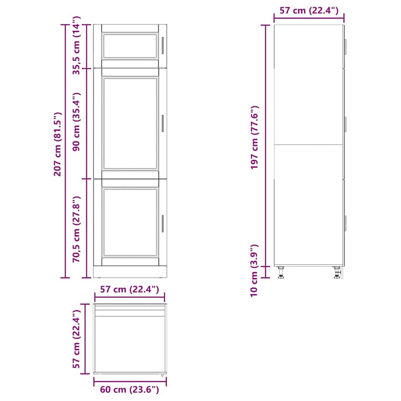 Kitchen Cupboard "Porto" Smoked Oak Engineered Wood