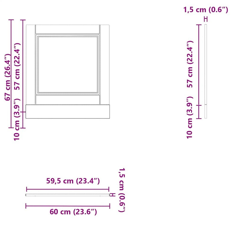 Dishwasher Panel Porto Black 60x1.5x67 cm Engineered Wood