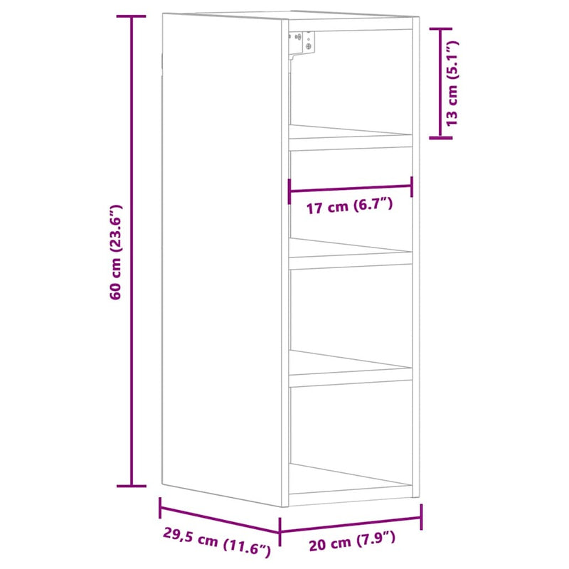 Hanging Cabinet Sonoma Oak 20x29.5x60 cm Engineered Wood