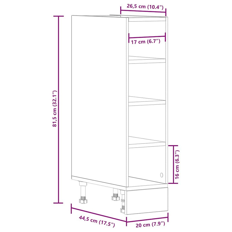 Bottom Cabinet Brown Oak 20x44,5x81,5 cm Engineered Wood