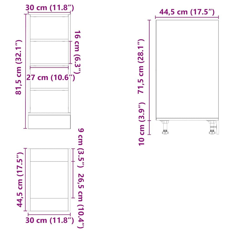 Bottom Cabinet White 30x44,5x81,5 cm Engineered Wood