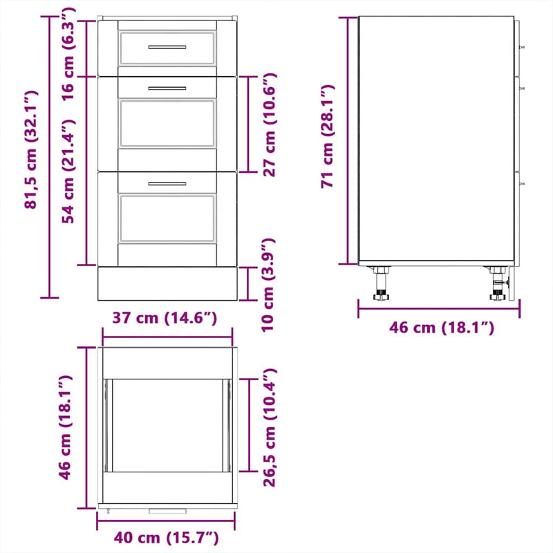 Kitchen Base Cabinet Porto White Engineered Wood