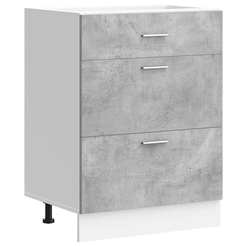 Kitchen Base Cabinet Concrete Grey Engineered Wood