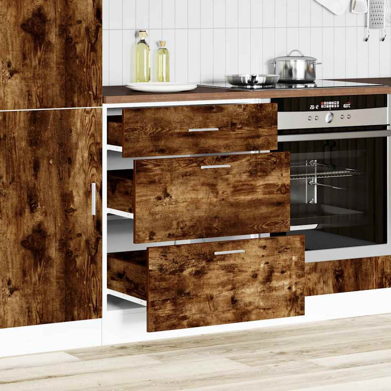 Kitchen Base Cabinet Smoked Oak Engineered Wood