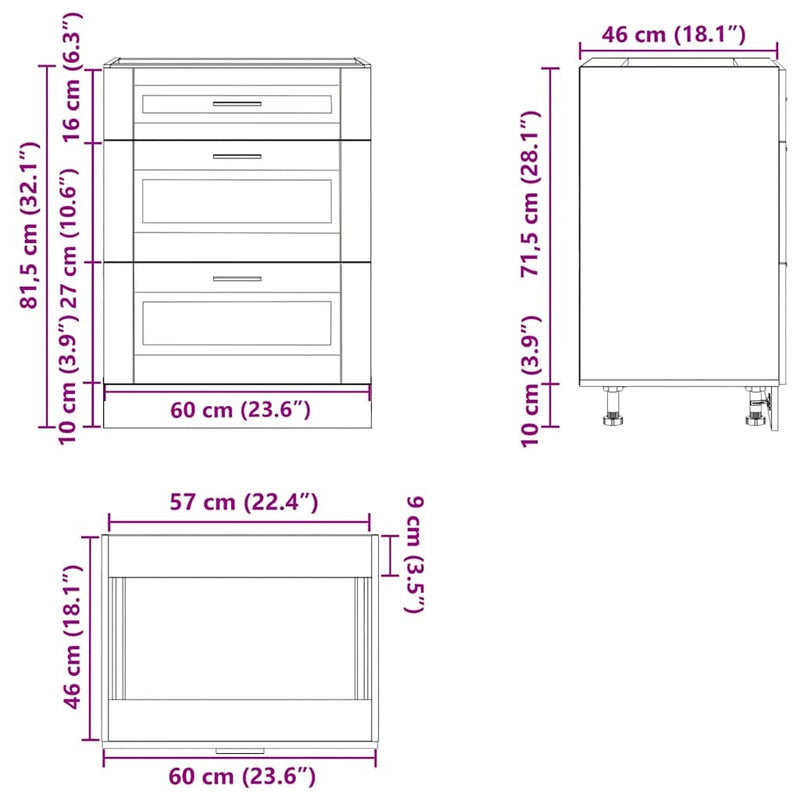 Kitchen Base Cabinet Porto High Gloss White Engineered Wood