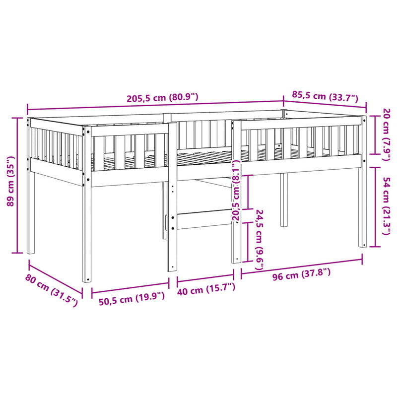 Children's Bed without Mattress 80x200 cm Solid Wood Pine