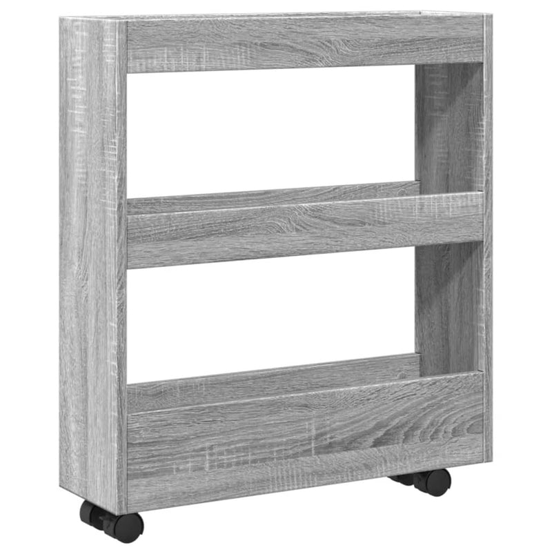 Narrow Storage Trolley 3 Tier Grey Sonoma Engineered Wood