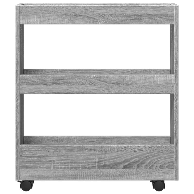 Narrow Storage Trolley 3 Tier Grey Sonoma Engineered Wood