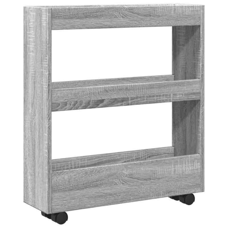 Narrow Storage Trolley 3 Tier Grey Sonoma Engineered Wood