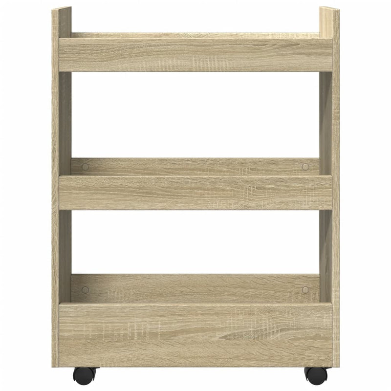 Narrow Storage Trolley 3 Tier Sonoma Oak Engineered Wood