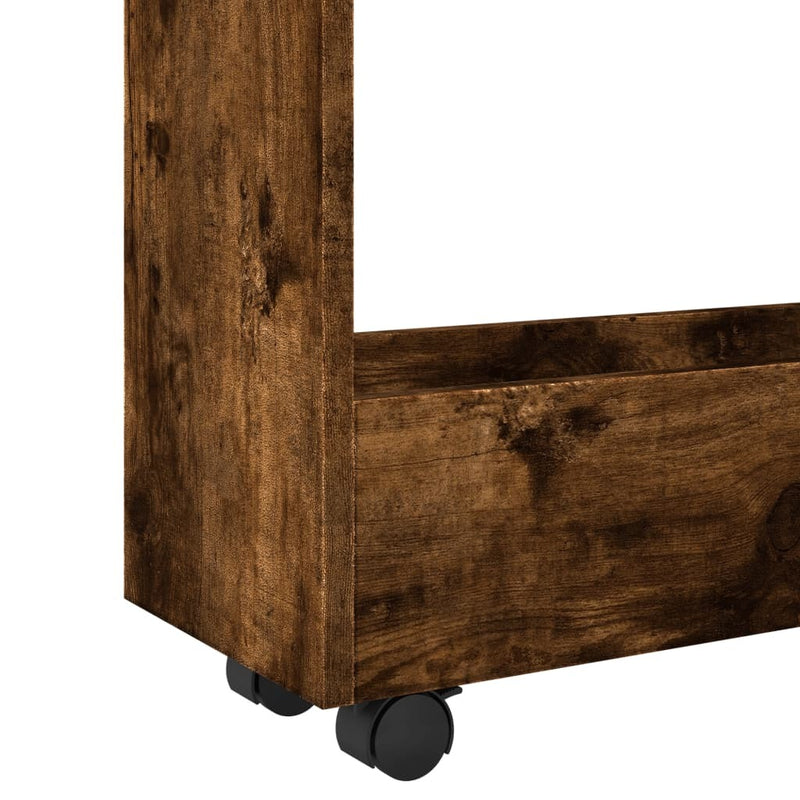 Narrow Storage Trolley 3 Tier Smoked Oak Engineered Wood