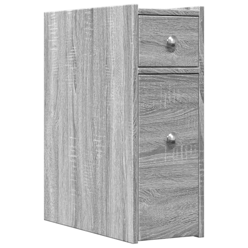 Narrow Bathroom Cupboard with Wheels Grey Sonoma Engineered Wood